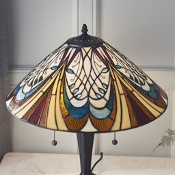 Hector 2 Light Medium Table Lamp Dark Bronze, Tiffany Glass, E27 - thumbnail 3