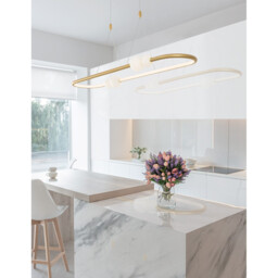 Celia Bar Pendant Ceiling Light Dimmable Satin Gold Aluminium Opal Glass LED 44.2W 2660Lm 3000K 100 - thumbnail 2