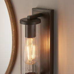 Taylor Bathroom Wall Lamp Dark Bronze, Clear Ribbed Glass - thumbnail 5