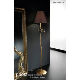 Paola Floor Lamp 1 Light E27, Gold Painted With Black Shade & Amber Glass Droplets - thumbnail 3