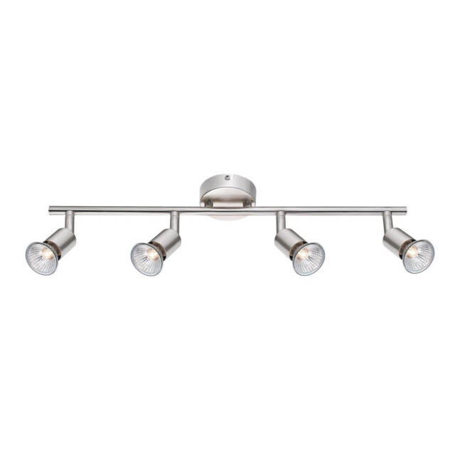 Base 4 Light Ceiling Spotlight Bar Satin Nickel Metal GU10 4x50W - image 1