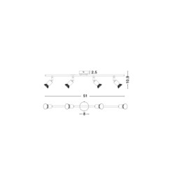 Base 4 Light Ceiling Spotlight Bar Satin Nickel Metal GU10 4x50W - thumbnail 3