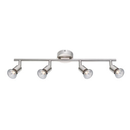 Base 4 Light Ceiling Spotlight Bar Satin Nickel Metal GU10 4x50W - thumbnail 1
