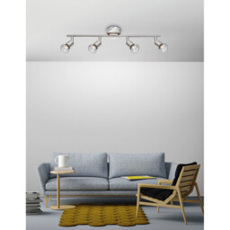 Base 4 Light Ceiling Spotlight Bar Satin Nickel Metal GU10 4x50W - thumbnail 2