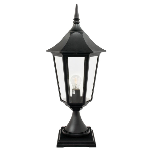 Valencia Grande 1 Light Outdoor Pedestal Lantern Black IP44, E27 - image 1
