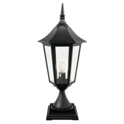 Valencia Grande 1 Light Outdoor Pedestal Lantern Black IP44, E27 - thumbnail 1