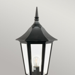 Valencia Grande 1 Light Outdoor Pedestal Lantern Black IP44, E27 - thumbnail 2