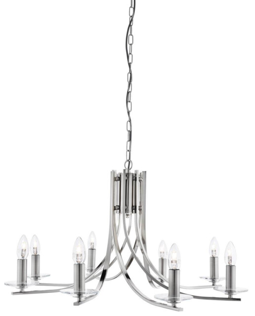 Ascona 8 Light Chandelier Satin Silver Finish, E14 - image 1