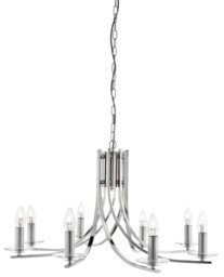 Ascona 8 Light Chandelier Satin Silver Finish, E14 - thumbnail 1