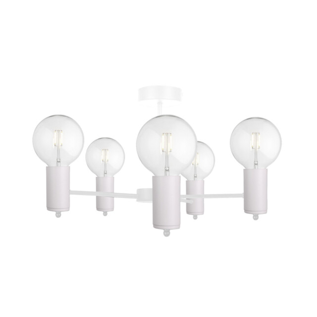 Arde Multi Arm Semi Flush Ceiling Light White, 60cm, 5x E27