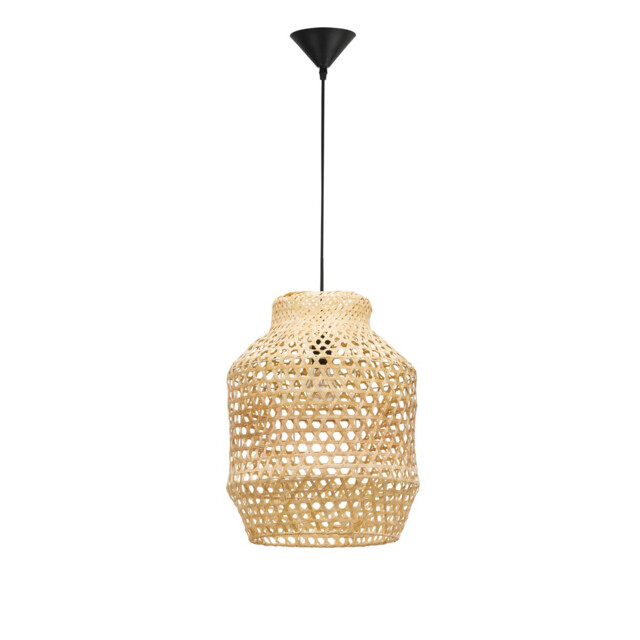 Mia Dome Pendant Ceiling Light Natural Rattan Black Fabric Wire, Base LED E27 - image 1