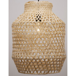 Mia Dome Pendant Ceiling Light Natural Rattan Black Fabric Wire, Base LED E27 - thumbnail 5