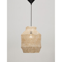 Mia Dome Pendant Ceiling Light Natural Rattan Black Fabric Wire, Base LED E27 - thumbnail 3