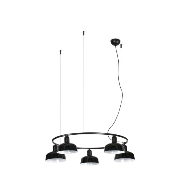 Tatawin Small Pendant Ceiling Light , Gloss Black 5x E27