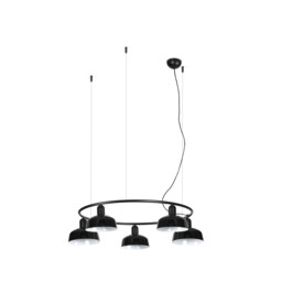 Tatawin Small Pendant Ceiling Light , Gloss Black 5x E27