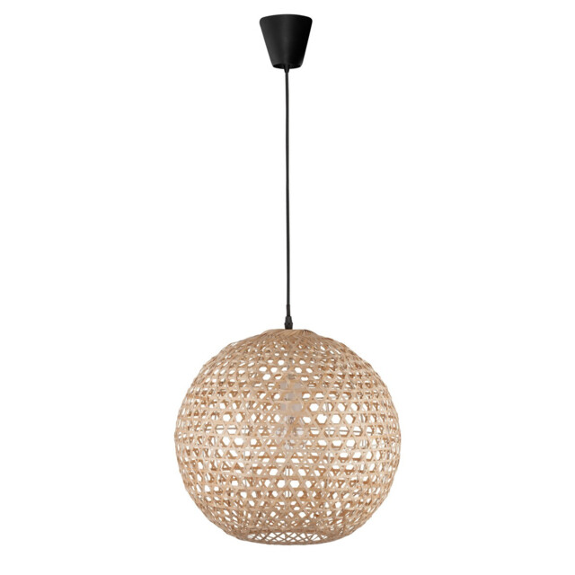 Melody Dome Pendant Ceiling Light Natural Bamboo Black Fabric Wire, Base LED E27 - image 1