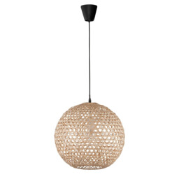Melody Dome Pendant Ceiling Light Natural Bamboo Black Fabric Wire, Base LED E27 - thumbnail 1