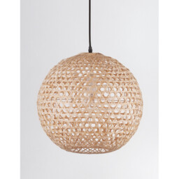 Melody Dome Pendant Ceiling Light Natural Bamboo Black Fabric Wire, Base LED E27 - thumbnail 5