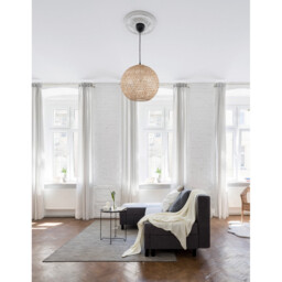 Melody Dome Pendant Ceiling Light Natural Bamboo Black Fabric Wire, Base LED E27 - thumbnail 2