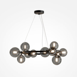 Maytoni Dallas Modern 1 Globe Pendant Ceiling Light Black, Smoky Shade, G9 - thumbnail 1