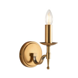 Stanford 1 Light Indoor Candle Wall Light Antique Brass, E14 - thumbnail 1