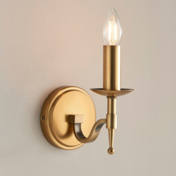 Stanford 1 Light Indoor Candle Wall Light Antique Brass, E14 - thumbnail 2