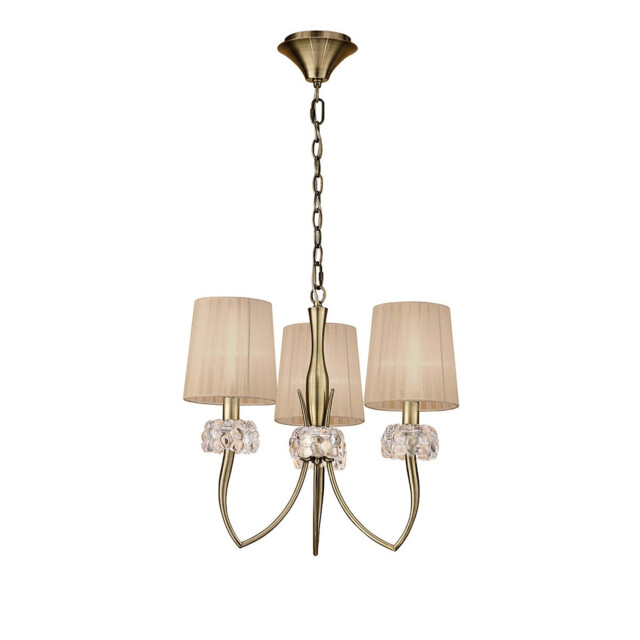 Loewe Pendant 3 Light E14, Antique Brass With Soft Bronze Shades - image 1