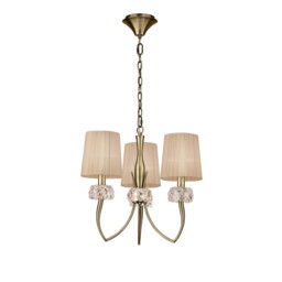 Loewe Pendant 3 Light E14, Antique Brass With Soft Bronze Shades - thumbnail 1
