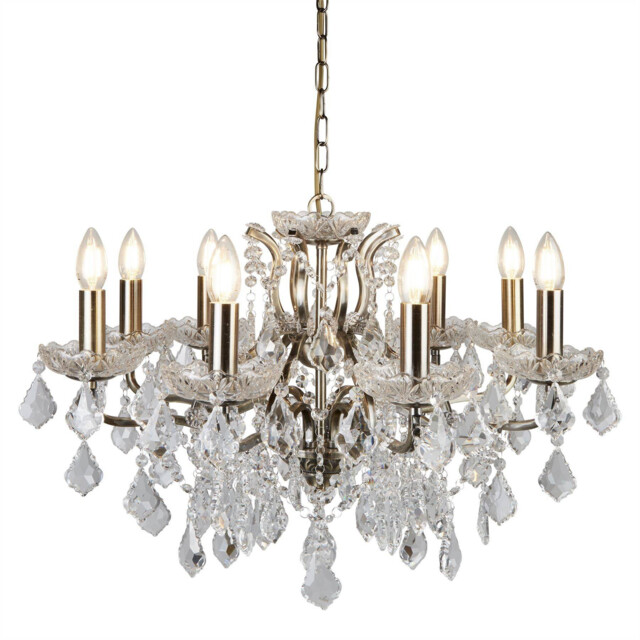 Paris 8 Light Chandelier Antique Brass Finish, E14 - image 1