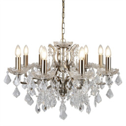 Paris 8 Light Chandelier Antique Brass Finish, E14 - thumbnail 1