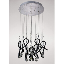 Class Pendant Round 10 Light G4 Polished Chrome/Black Glass/Crystal, NOT LED/CFL Compatible - thumbnail 2