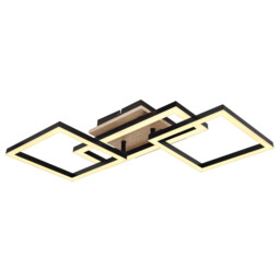 Bossy 3 Square Integrated LED Semi Flush Ceiling Light Matt Black 3x LED 3000K - thumbnail 1