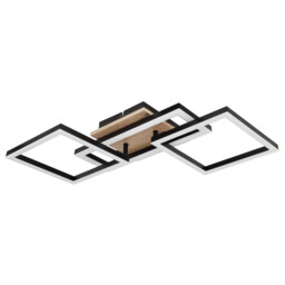 Bossy 3 Square Integrated LED Semi Flush Ceiling Light Matt Black 3x LED 3000K - thumbnail 2