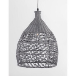 Destin 42cm Dome Pendant Ceiling Light Metal, Rattan, Grey colour, - thumbnail 3