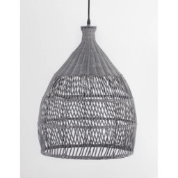 Destin 42cm Dome Pendant Ceiling Light Metal, Rattan, Grey colour, - thumbnail 2