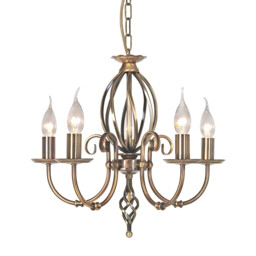 Artisan 5 Light Chandelier Aged Brass Finish, E14