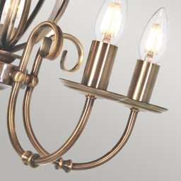 Artisan 5 Light Chandelier Aged Brass Finish, E14 - thumbnail 3