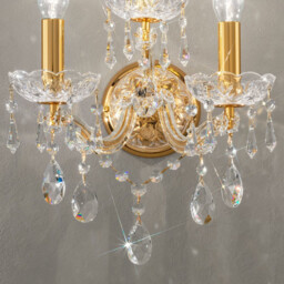 Schönbrunn Crystal Candle Wall Lamp 3 Light 24 Carat Gold - thumbnail 3