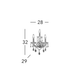 Schönbrunn Crystal Candle Wall Lamp 3 Light 24 Carat Gold - thumbnail 5