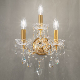 Schönbrunn Crystal Candle Wall Lamp 3 Light 24 Carat Gold - thumbnail 2