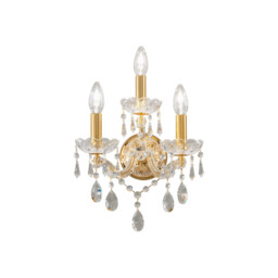 Schönbrunn Crystal Candle Wall Lamp 3 Light 24 Carat Gold - thumbnail 1