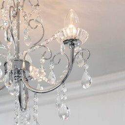 Tabitha 3 Light Semi Flush Bathroom Multi Arm Ceiling Light Chrome, Clear Crystal (K9) Glass Detail IP44, G9 - thumbnail 3