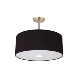 Baymont Antique Brass 3 Light E27 Semi Flush With 50cm x 20cm Faux Silk Shade, Black/White Laminate - thumbnail 5