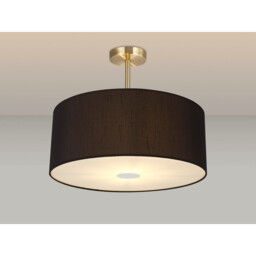 Baymont Antique Brass 3 Light E27 Semi Flush With 50cm x 20cm Faux Silk Shade, Black/White Laminate - thumbnail 2