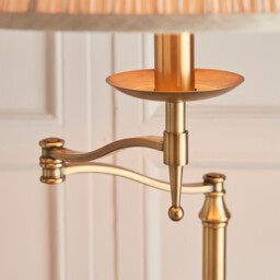 Stanford 1 Light Swing Arm Floor Lamp Antique Brass with Beige Shade, E27 - thumbnail 5