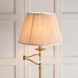 Stanford 1 Light Swing Arm Floor Lamp Antique Brass with Beige Shade, E27 - thumbnail 3
