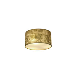 Baymont White 3 Light E27 Flush With 30cm x 17cm Gold Leaf With White Lining Shade & Frosted Acrylic Diffuser