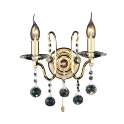 Bianco Wall Lamp Switched 2 Candle Light French Gold, Crystal