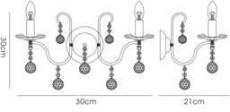 Bianco Wall Lamp Switched 2 Candle Light French Gold, Crystal - thumbnail 3