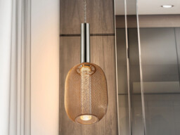 Micrón Petit Hanging Bright Gold Mesh Chrome LED Pendant, 450lm 3000K - thumbnail 3